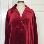 Vintage Y2K velvet beaded button down shirt Red Size XL Photo 4