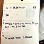 W By Worth  Wavy Stripe 100% Silk Twill Slim Skirt Navy/White size 10 Photo 14