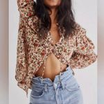 Free People Meant To Be Puff Sleeve Ruffle Blouse Top Vintage Floral Cotton Boho Photo 11