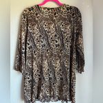 Maggie Barnes Crinkle Pleated Crepe Leopard Animal Print 3/4 Sleeve Blouse 1X Photo 8