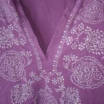 Lucky Brand Lucky L Embroidered Half Sleeve V-Neck Purple Crop Top Photo 4