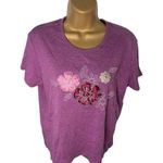 Cascade Blue Floral Embellished Short Sleeve Tee Twilight Lavender PL 14 Purple Size undefined Photo 0