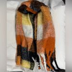 Urban Outfitters Maxwell Black Orange and White Plaid Scarf Photo 4