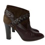 Diane Von Furstenberg  Leather Ankle Booties Braided Studded Brown Suede Size 7.5 Photo 1