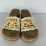 Mudd  Vintage Y2K Cork Platform Sandal Size 9 Raffia Floral Sequins 90s Chunky Photo 4