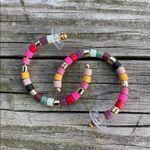 Multi color beaded semi hoop earrings Photo 1
