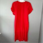 Madewell  Mini Dress Womens Size Medium Red Ruffle Sleeve Crepe Lightweight Flowy Photo 4
