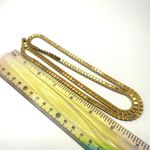 Monet vintage flat square chain long gold plated necklace Photo 6