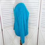 Vintage 80s Stephan Andrews V Back Angora Fuzzy Knit Sweater Turquoise Medium Blue Photo 3