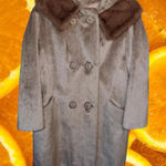 Vintage Brazotta Real Fur Double Breasted Tan and Brown Coat Size L Photo 0