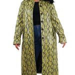 J.O.A. Green Snakeskin Python Print Long Jacket Satin Lining Small Photo 2
