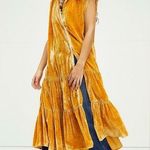 Free People Unworn  Velvet Maxi Top Dress Duster XS Small Yellow Gold Oversized Photo 0