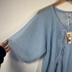 NOELLE Top Women OS Blue Sequin Mesh Crop Swim Cover Blouse Shirt Sheer Beach Size undefined Photo 1