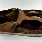 Birkenstock Gizeh Thong Sandals Nubuck Leather Buckle Metallic Sea Copper M6 W7 Photo 4