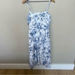 Loft  Bird Toile Strappy Midi Pocket Dress NEW Size 8P Blue White Floral Cotton Photo 7
