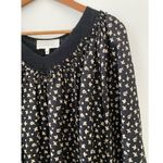 The Great  Holly Top Silk 0 Black Cream Ditsy Floral V Neck Long Sleeve Blouse Photo 5