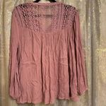 O'Neill O’Neill Mara Mauve Dusty Rose Pink Peasant Crochet‎ Gauze Top Small Photo 1