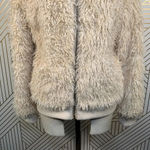 Chaser Faux Fur Lamby Bomber Jacket in Cream Photo 4