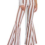 Bestto Show Stopper Full Size Run Striped Flare Leg Jeans in Cream/Rust Brown Photo 14