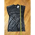 Theory NWT Black Paper Faux Leather Triangle Shirt Dress Size XL Photo 6