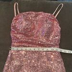 Women’s Pink Sequined Short Homecoming Party Dress Ruffle Hem CorsetBack Size 0 Photo 8