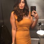 Reformation Mustard gold yellow midi dress by  with wide straps and front slit Photo 7