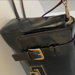 Antonio Melani  Black Leather Messenger Handbag crossbody purse Photo 3
