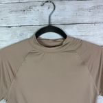 Reoria Short Sleeve Crop Tee Square Neck Crop Tops Slim Fit Y2k Tan Size L Photo 4