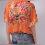 Free People  Women’s Floral Sheer Beaded V-Neck Top Photo 1