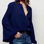 Free People ‎ Easy Girl Bell Sleeve Henley Top XS Photo 0