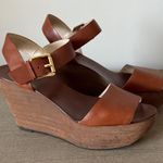 Michael Kors KORS Xaria Wedge Sandals in Brown Leather Size 9.5 Photo 0