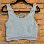 Iris Women's Chambray Denim Wide Strap Scoop Neck Cropped Tank Top Blue - Size L Photo 0