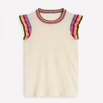 BODEN Josie Frilled Linen Tank S 100%LINEN White Photo 5