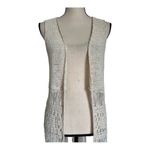 it's our time  Ivory Crochet Fringe Sweater Duster Size L Photo 6