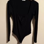 Good American  Stretch Jersey U Ring Bodysuit Long Sleeve Black- Size Medium (2) Photo 0