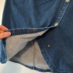 Free People Women's Blue Notched Front Wrap Button Denim Mini Skirt Sz 6 Photo 6