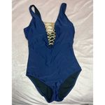 Cover Girl Navy Blue Gold Lace Up V Photo 4