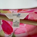 Terra & Sky Terra Sky Floral Peasant Top Size 2X Pink Multicolor Smocked Stretch Boho Bright Photo 4