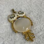 Jelly Belly Hoot Owl Pendant with White and Clear Accent Stones Gold Color Metal Photo 2