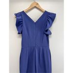Rachael Roy Cropped Jumpsuit Womens Navy Ruffled Sleeves V Neck Blue Photo 8