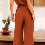 PRETTYGARDEN NEW Jumpsuit Dressy Casual Sleeveless Button Up Belted L Photo 1