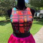 Milly An Original  of New York SILK Graffiti Abstract PINK Peplum Mini Dress 4 Photo 3