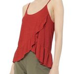 ALC Frank A.L.C. Red Ruffled Wrap Scoop Neck Sleeveless Linen Cami Tank Top Size Small Photo 0
