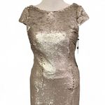 Adrianna Papell party Dress sequins champagne white gold NWT 14 Photo 0