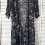 Garage  Kimono One Size‎ Sheer Black White Geometric Cover Up Duster ptp 20" L49" Photo 0