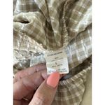 Sienna Sky ‎ Beige White Gingham Bubble Sleeve Crop Top Large Boho Cottagecore Photo 2