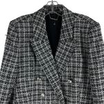 Elie Tahari  Double Breasted Tweed Novelty Blazer Jacket Black White Size L Photo 4