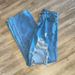 Womens High Rise Ripped Distressed Straight Leg Mom Jeans Blue Small Blue Photo 5