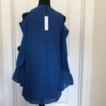 Three Eighty Two  Womens Dress XS Blue Tatianna‎ Cold Shoulder Ruffle Mini NWT Photo 2