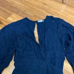 Billabong Navy Floral Print Bell Sleeve Wrap Maxi Dress Kimono Style Medium Photo 1